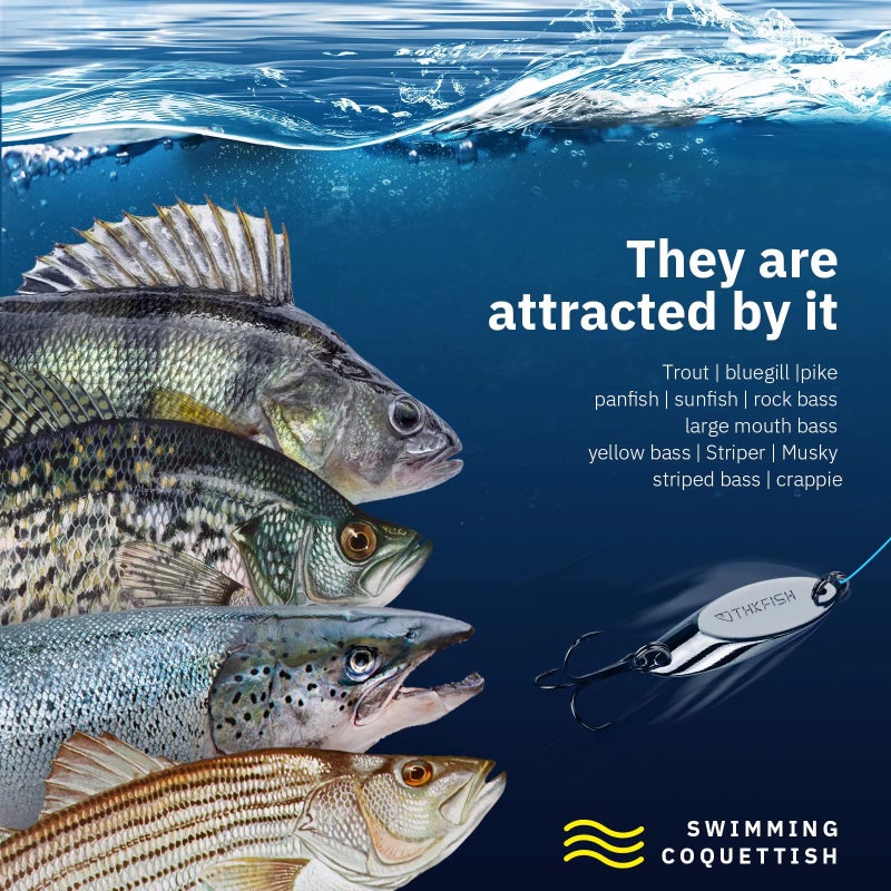 THKFISH Fishing Spoons for Trout, Pike, Bass, Crappie, Walleye - Color C 1/8oz 5pcs - Image 4